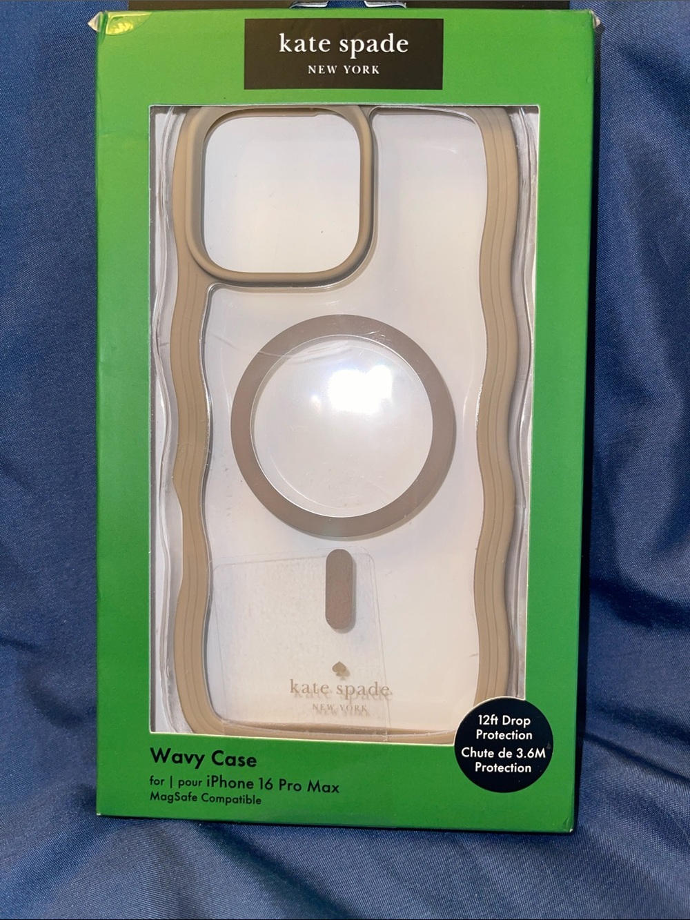 kate spade Clear Wavy MagSafe iPhone 16 Pro Max Case with Beige Trim